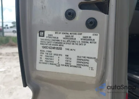 2004 GMC Yukon Xl 1500 Slt z USA, uszkodzony, nr VIN 1GKEC16Z24R105203